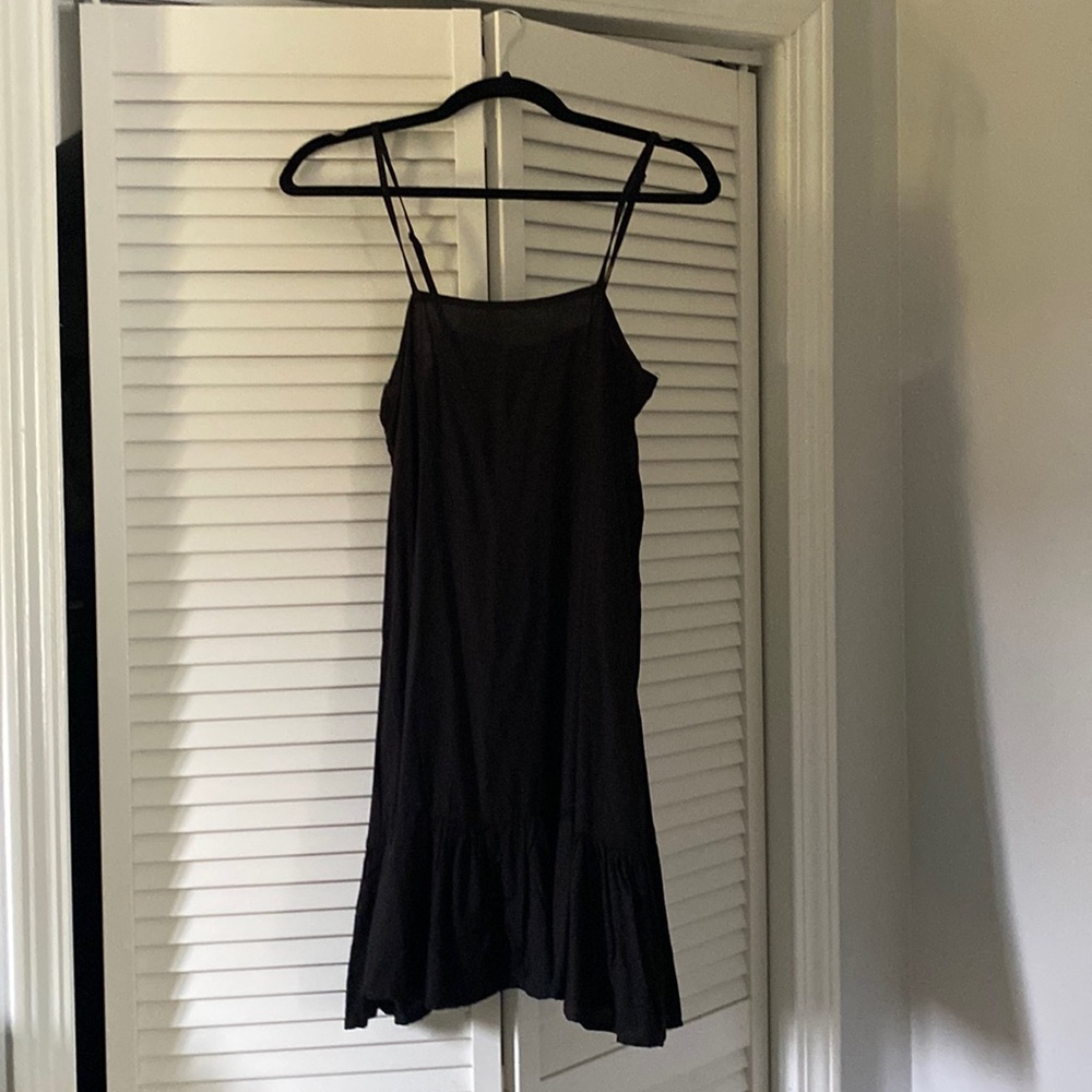 Black cotton ruffle dress